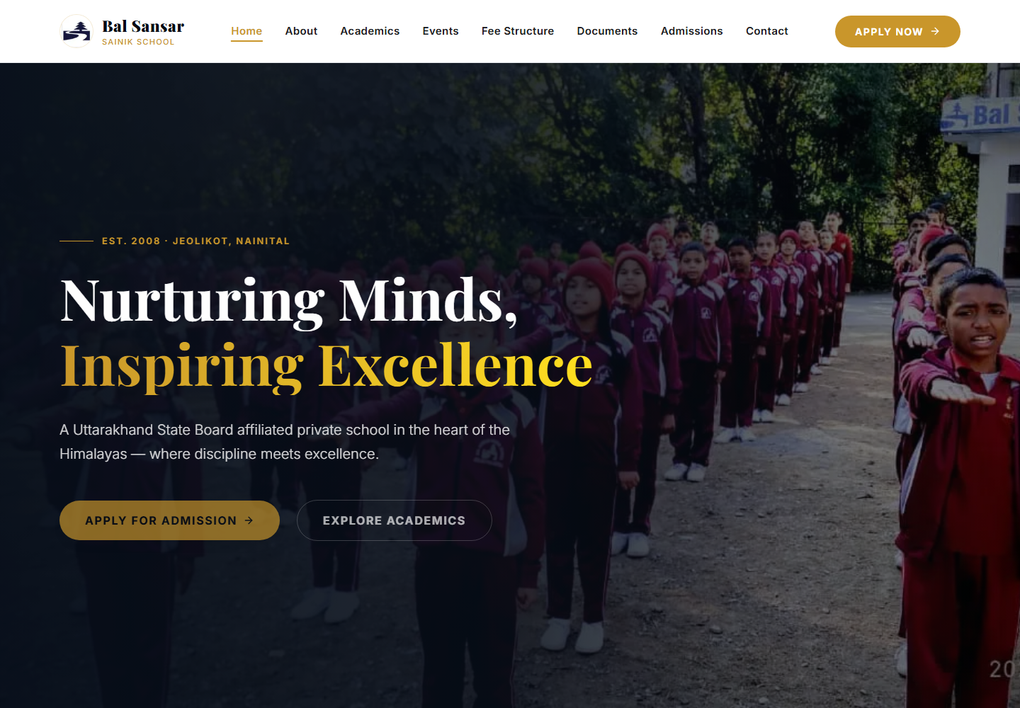 Homepage preview of Bal Sansar Sainik School