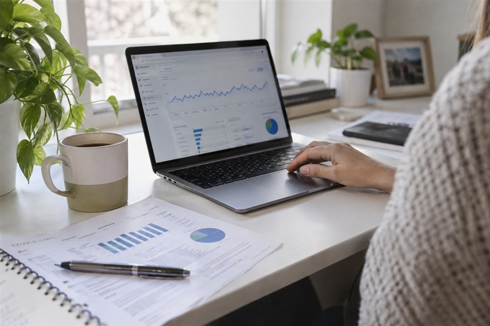Search analytics report on a real office desk